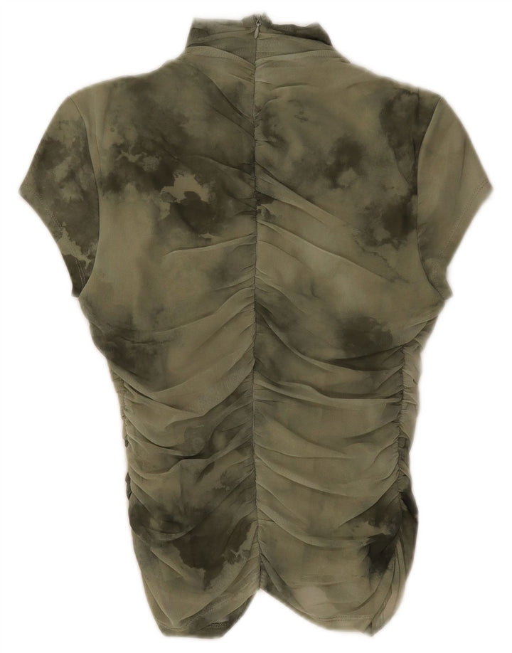 Zara Damebluse Top UK 12 Medium Green Tie Dye Polyester