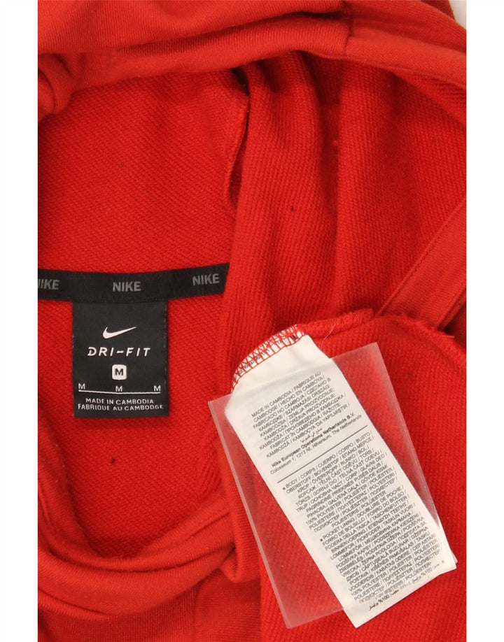 Nike Herre Dri Fit Grafisk Hoodie Jumper Medium Orange Polyester