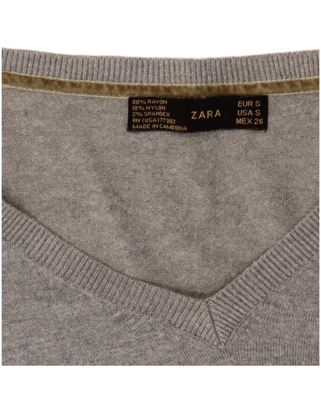 Zara Womens Crop V-hals sweater UK 8 Small Grey