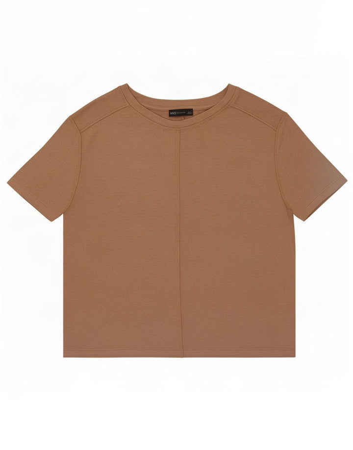 Marks & Spencer T-shirt top til kvinder UK 14 Medium Beige Viscose