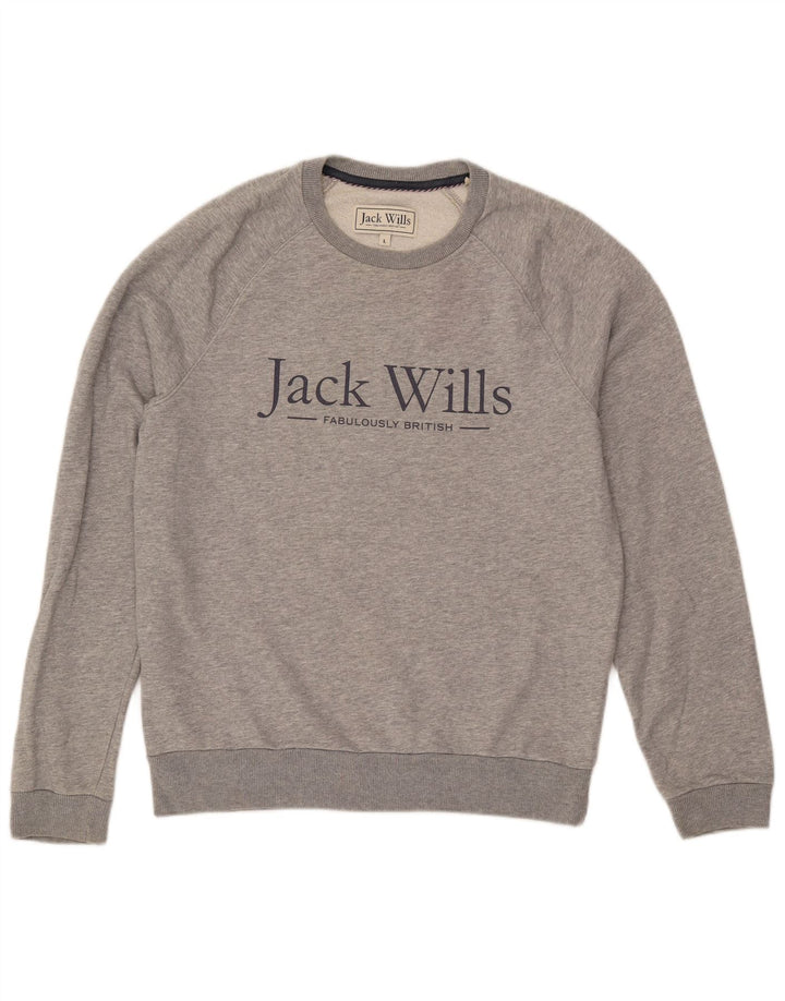 JACK WILLS Herre Grafisk Sweatshirt Jumper Stor Grå Bomuld