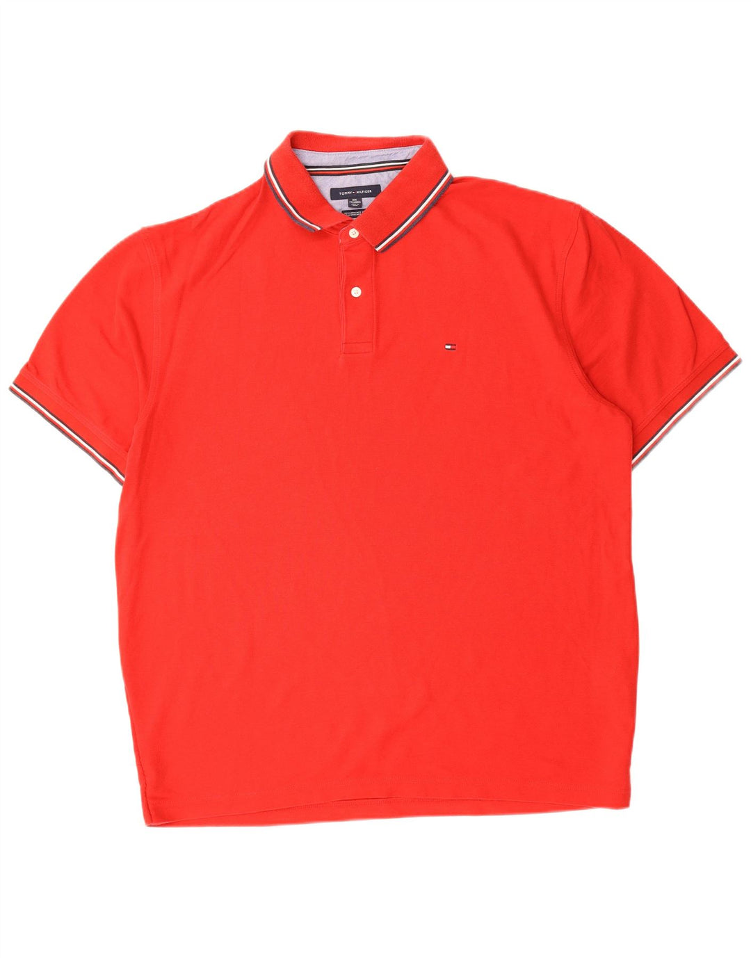 TOMMY HILFIGER Mens Polo Shirt 2XL Red Cotton
