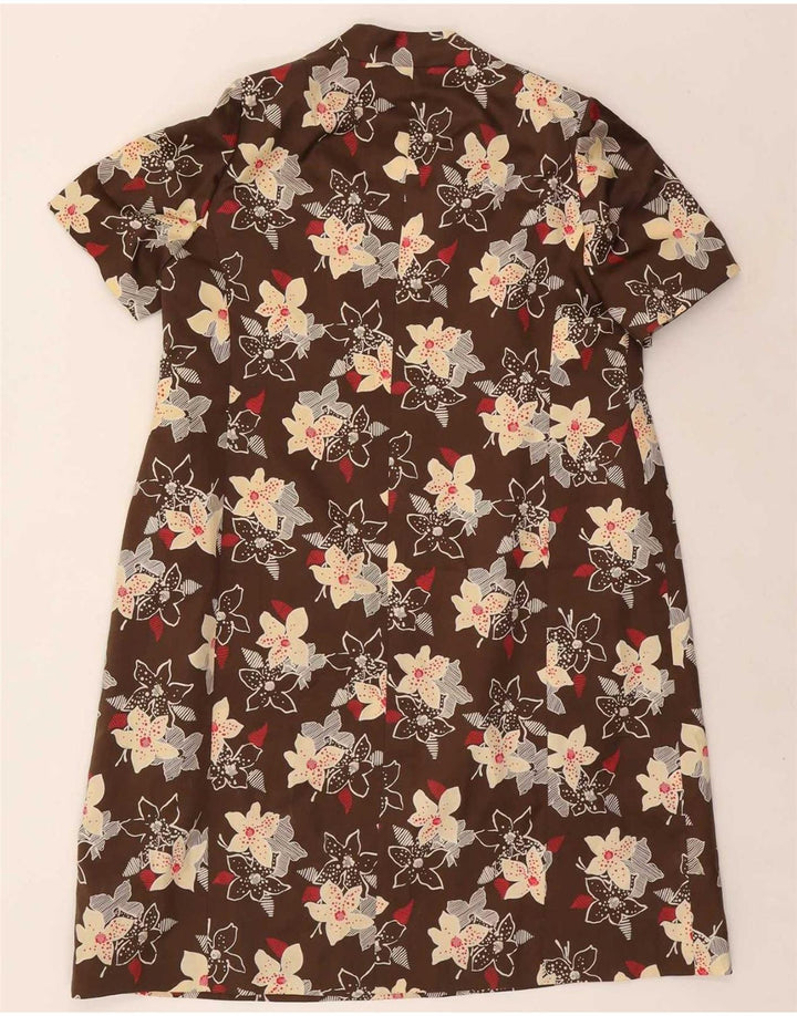 Vintage dame 3/4 ærmer 4 knap 2 stk sæt UK 12 medium brun blomster