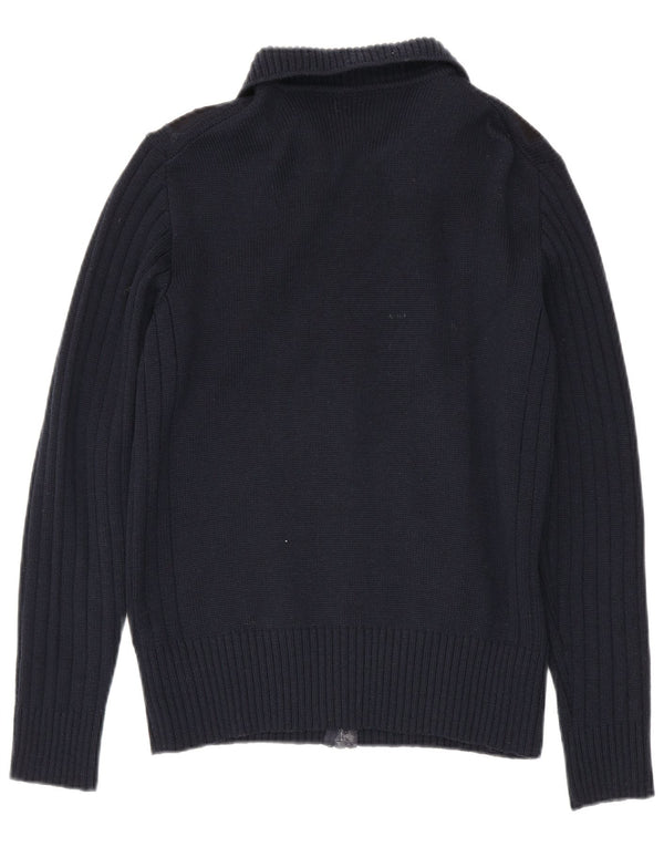 Ranger Herre Cardigan Sweater IT 50 Medium Marineblå Colourblock Virgin Wool