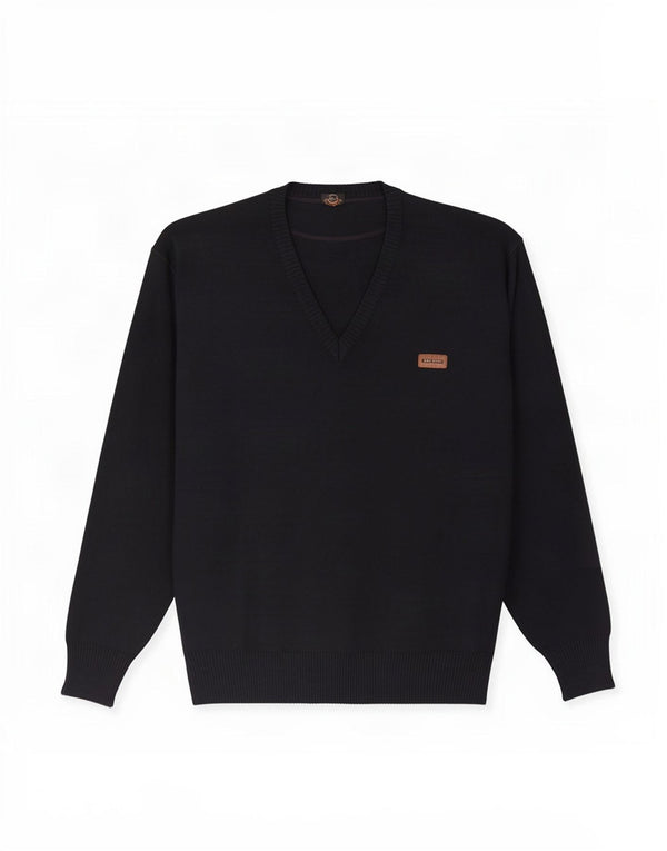Blue Drake Mens V-Neck Jumper Sweater Large Navy Wool