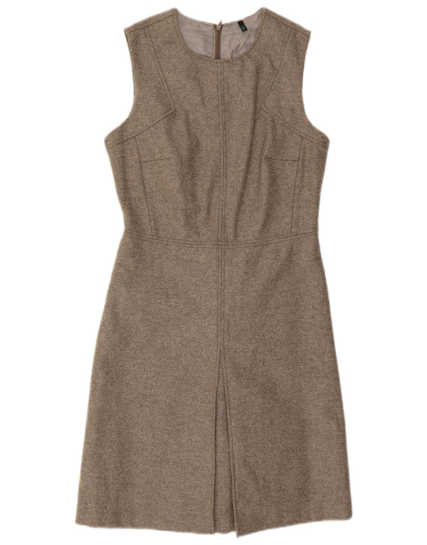 Benetton Womens Ærmeløs Shift Dress UK 10 Small Grey Wool
