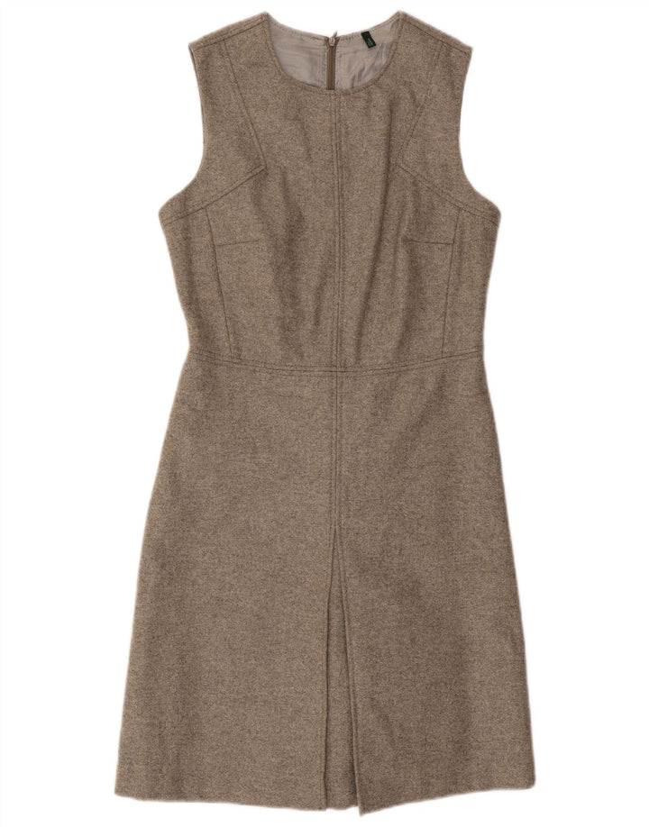 Benetton Womens Ærmeløs Shift Dress UK 10 Small Grey Wool