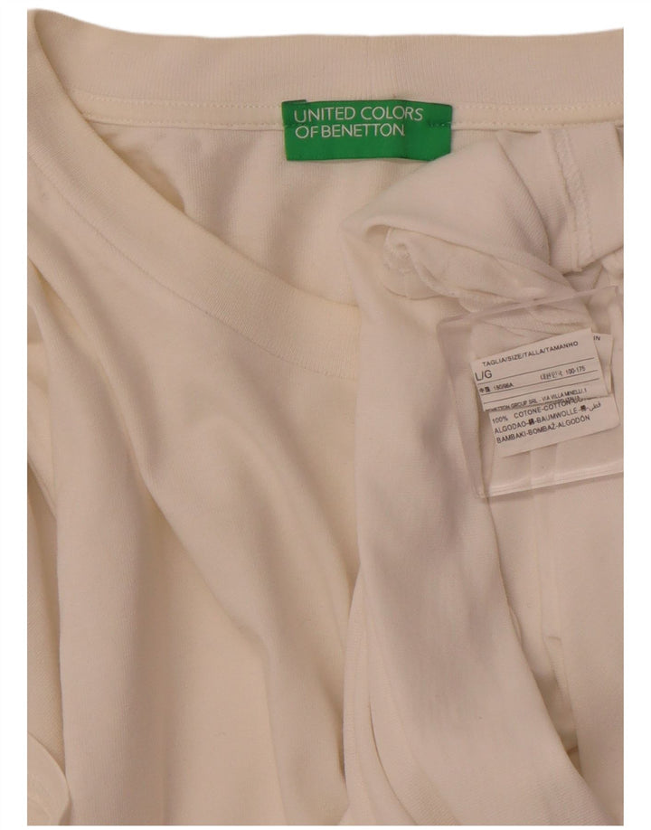 BENETTON Herre T-Shirt Top Stor Hvid Bomuld
