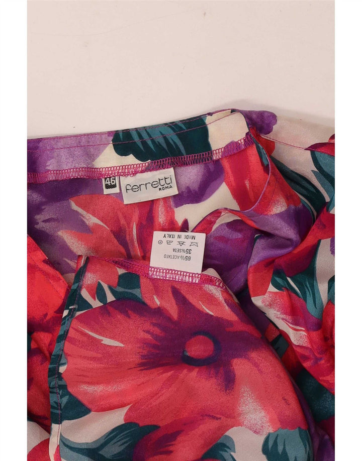 Ferretti Dame Kortærmet Bluse IT 46 Stor Flerfarvet Blomster