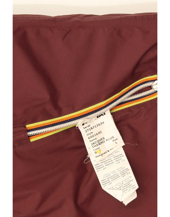 K-Way Herre Hooded Windbreaker Jacket UK 40 Large Maroon Polyamid
