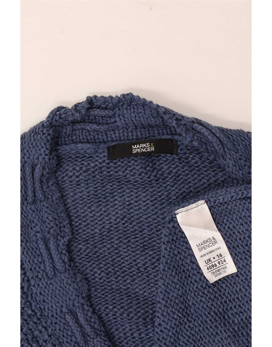 Marks & Spencer dame cardigantrøje med 3/4 ærmer UK 14 Medium Blue