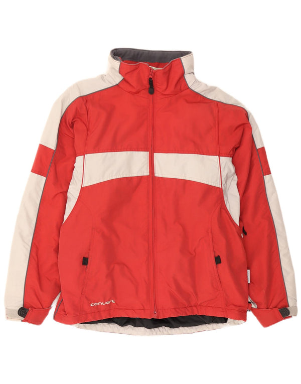 COLUMBIA Herre Windbreaker Jacket UK 38 Medium Rød Colourblock Nylon