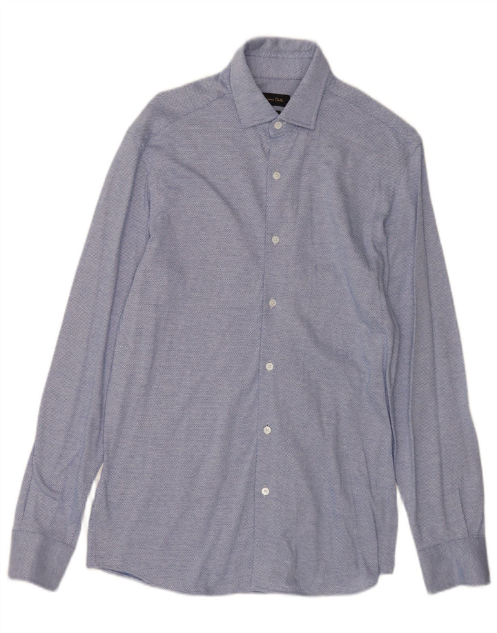 Massimo Dutti Herreskjorte Medium Blue Chevron Bomuld