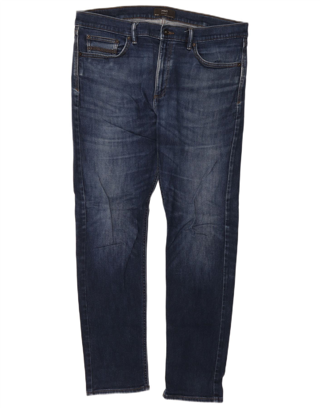 Marks & Spencer Herre Slim Jeans W38 L33 Marineblå Bomuld
