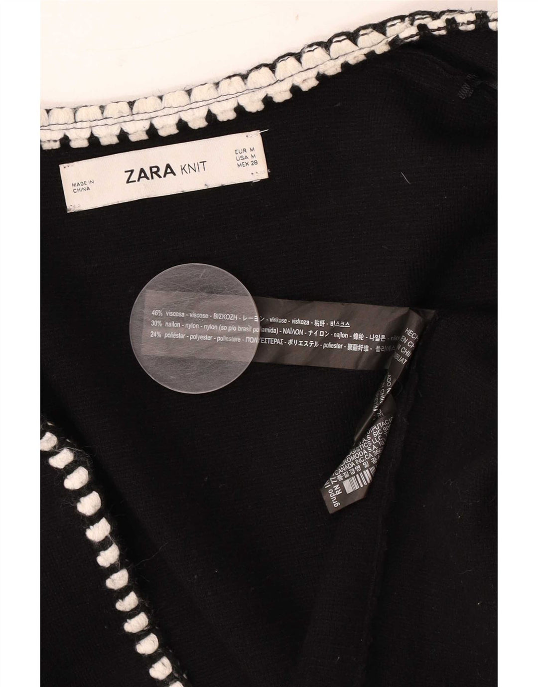 Zara Womens Longline Open Cardigan Sweater UK 14 Medium Black Viscose