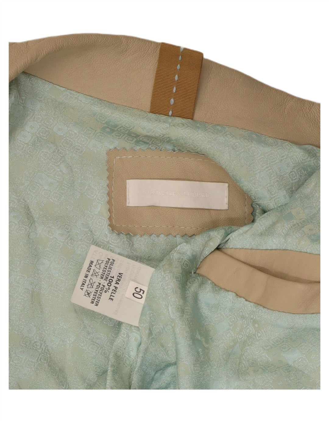 VINTAGE Mens Leather Jacket IT 50 Large Beige Leather