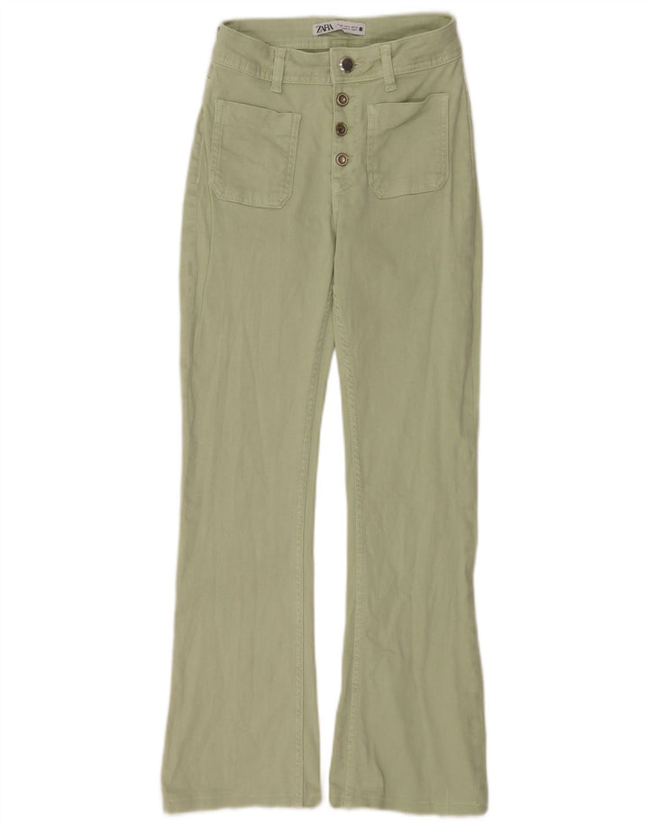 Zara Dame Flared Jeans EU 36 XS W26 L28 Grøn