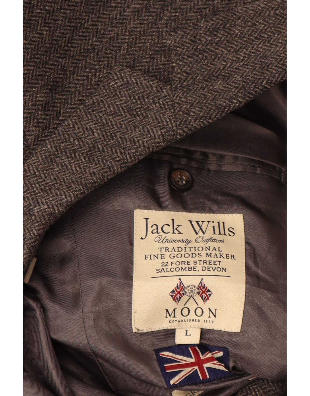 Jack Wills Herre 2-knaps blazerjakke UK 40 Stor grå sildebensuld