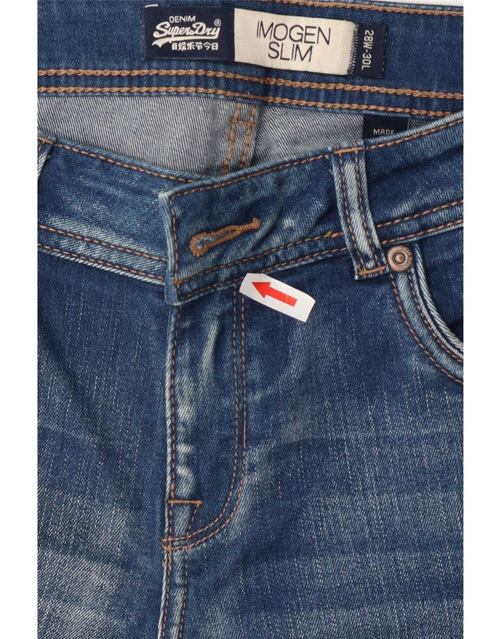 Superdry Dame Imogen Distressed Slim Jeans W28 L30 Blå Bomuld