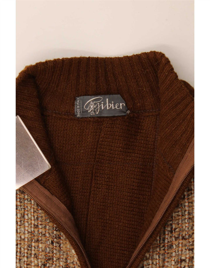 Vintage herre cardigan sweater lille brun ternet