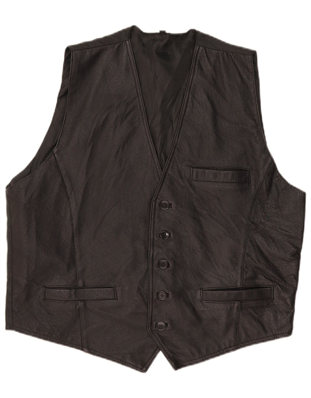 Vintage herrevest XL sort læder