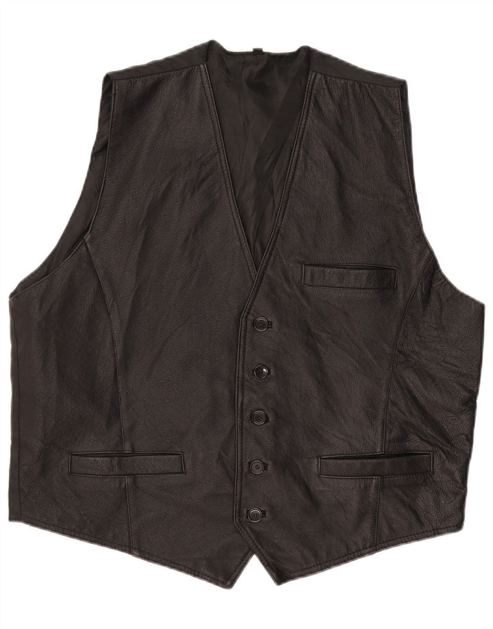 Vintage herrevest XL sort læder