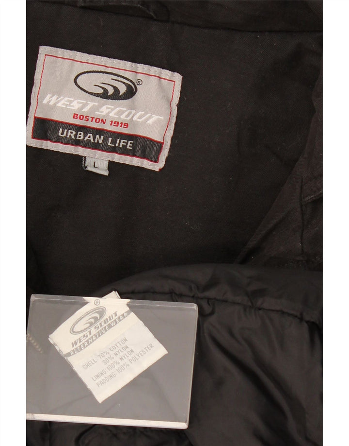 WEST SCOUT Herre Windbreaker Jacket UK 40 Large Black Cotton