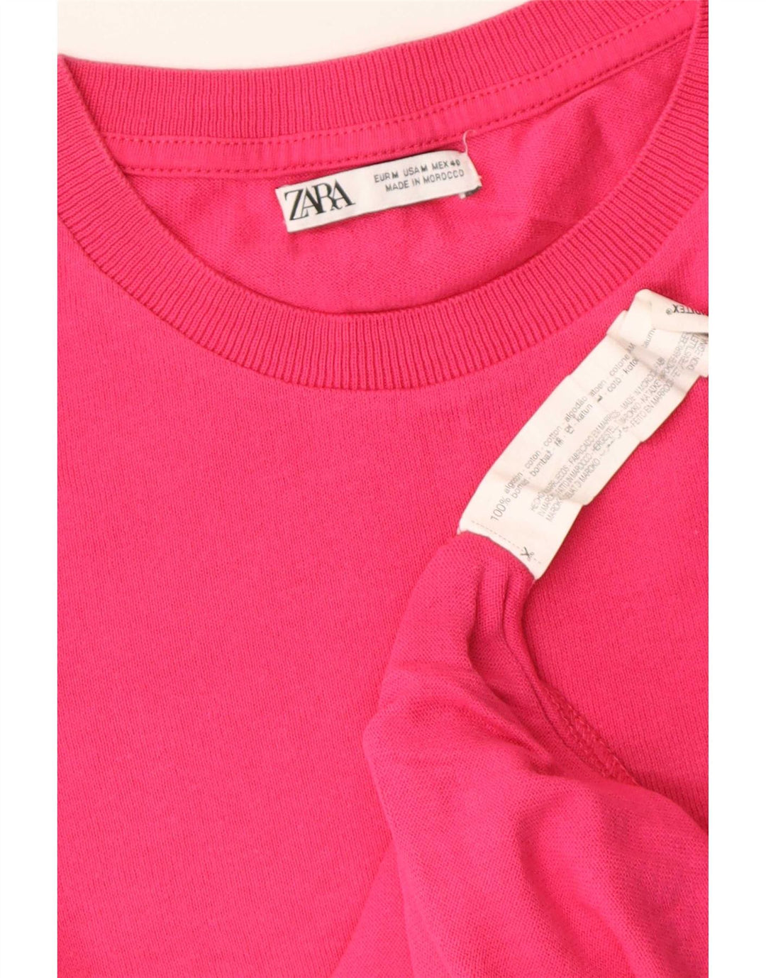 Zara T-Shirt Top UK 14 Medium Pink Bomuld