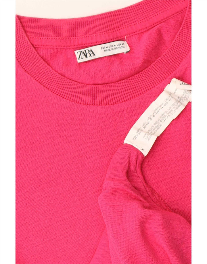 Zara T-Shirt Top UK 14 Medium Pink Bomuld