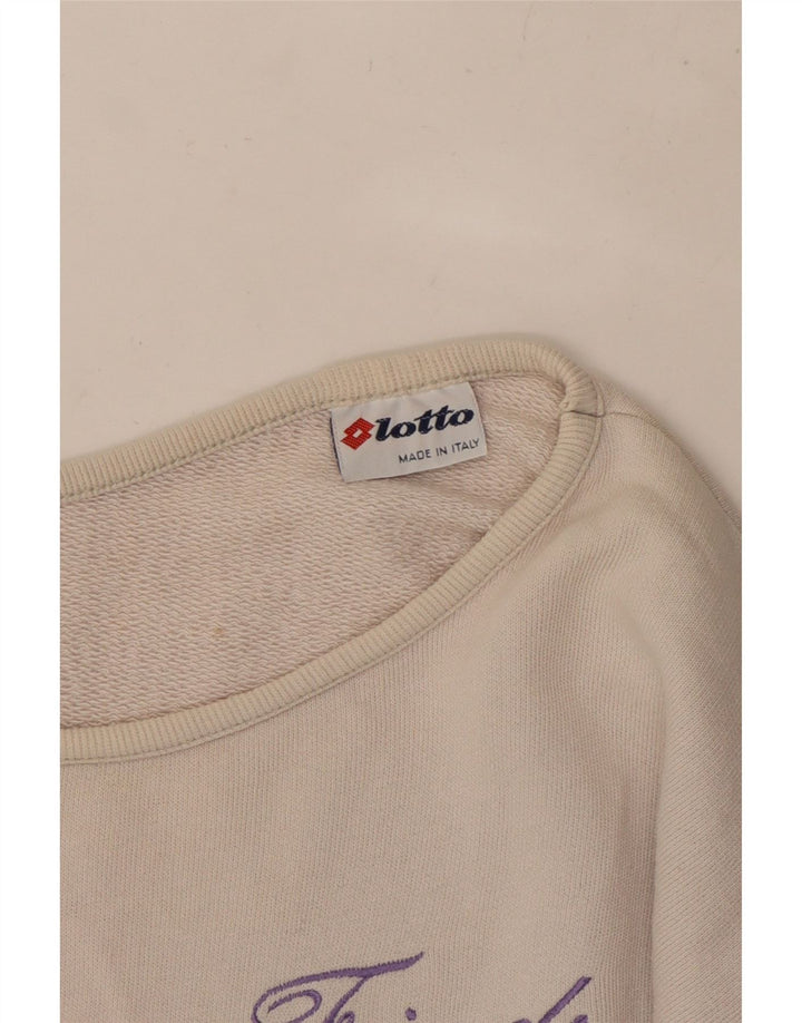 LOTTO Dame Crop Graphic Sweatshirt Jumper IT 42 Medium White