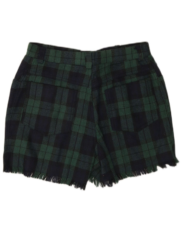 Onyx kvinders højtaljede fritidsshorts Small W27 Grøn ternet akryl