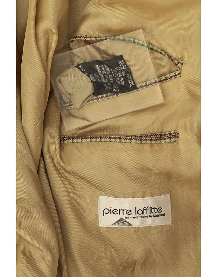 Pierre Laffitte Herre Longline Blazer Jacket UK 38 Medium Green Houndstooth