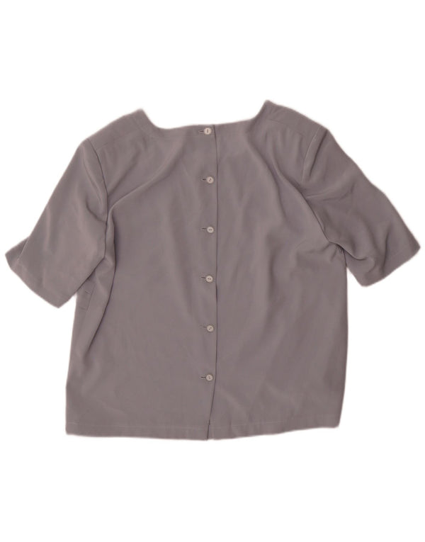 Vintage kortærmet skjortebluse til kvinder UK 16 Stor grå