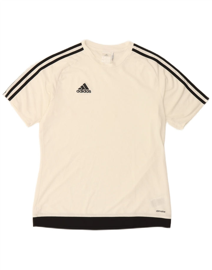 ADIDAS Herre Climalite T-Shirt Top Medium White Colourblock Polyester