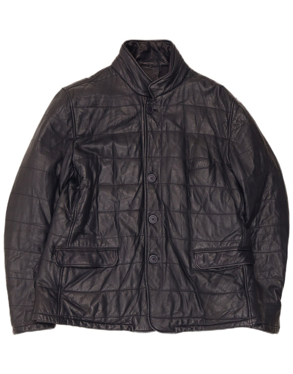 Desiree Womens Bomber Læderjakke UK 18 XL Navy Blue Læder