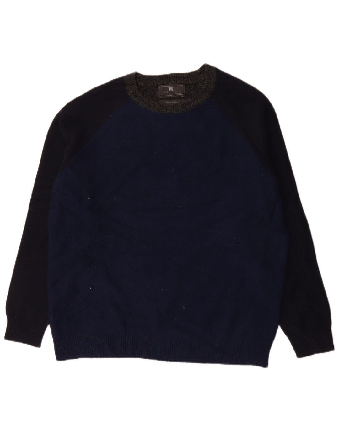 Marks & Spencer Herre sweater med rund hals, stor marineblå farveblok