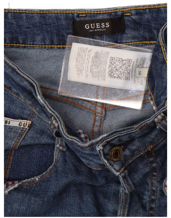 Guess Herre Lige Distressed Slim Jeans W30 L33 Blå Polyester