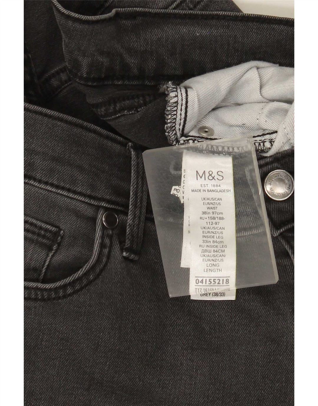 Marks & Spencer Straight Jeans til mænd W38 L33 Grå bomuld