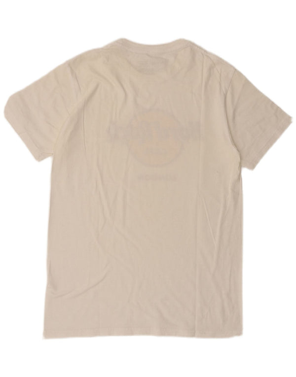 Hard Rock Cafe Herre London Grafisk T-Shirt Top Medium Hvid Bomuld