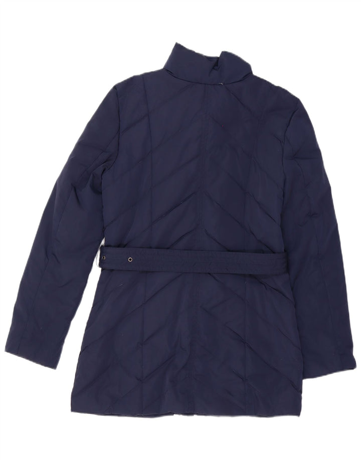 MONSOON Dame Polstret Frakke UK 10 Small Navy Blue Polyester