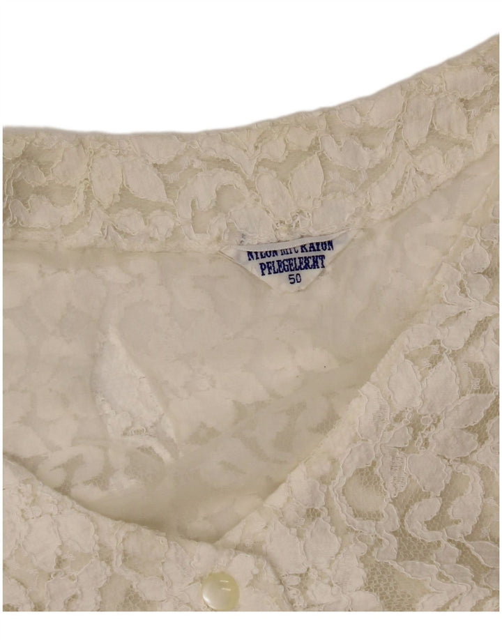 VINTAGE Womens Crop ærmeløs skjortebluse IT 50 XL Off White Floral