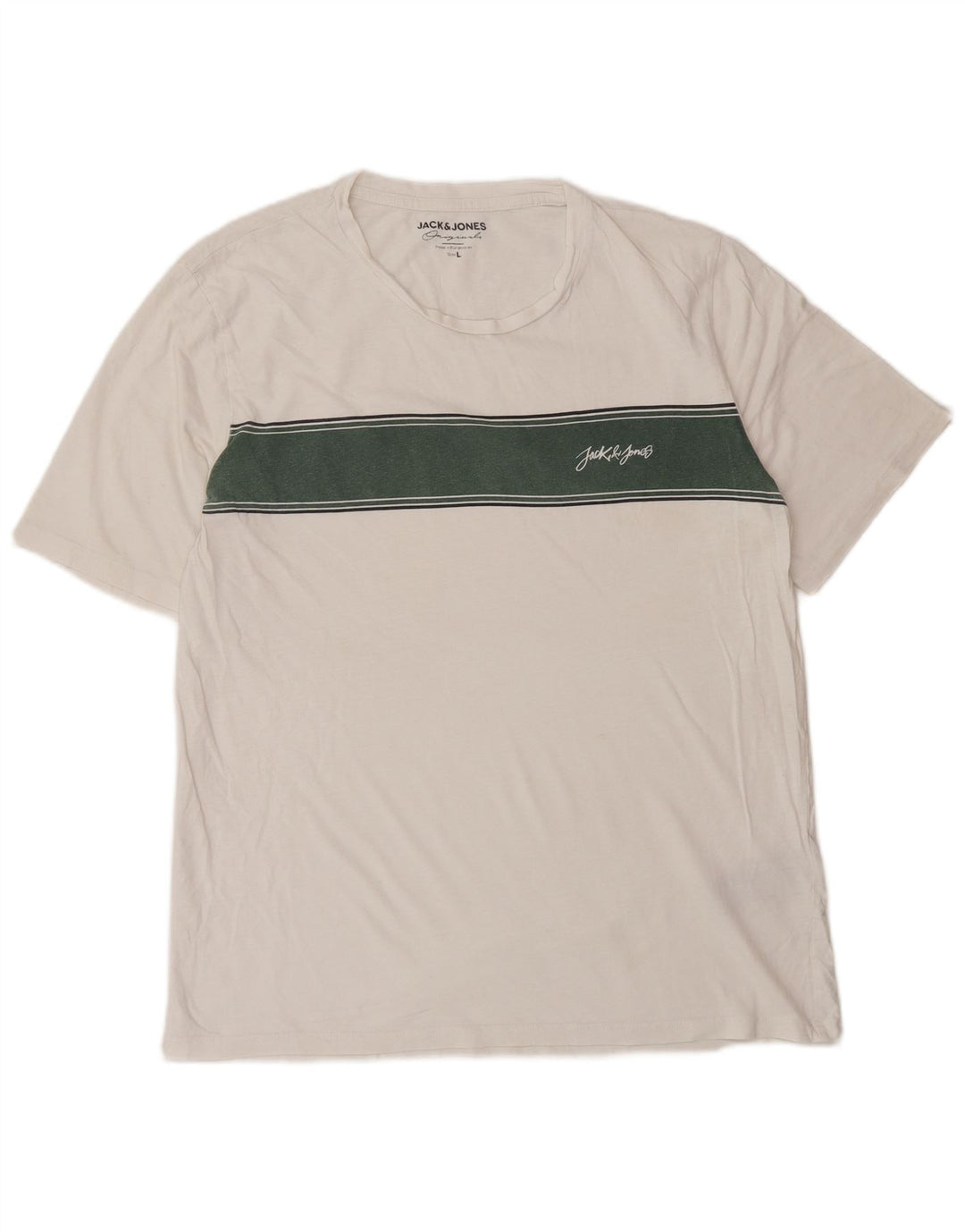 Jack & Jones Herre T-shirt Top Stor hvid stribet bomuld