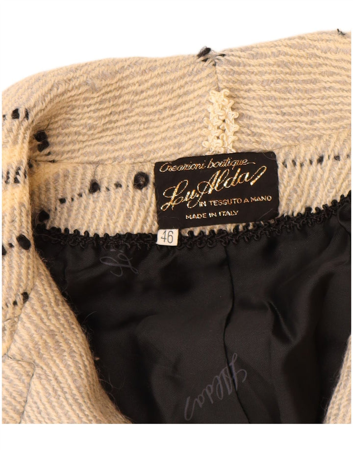 Vintage overfrakke til kvinder IT 46 Large Off White Stribet
