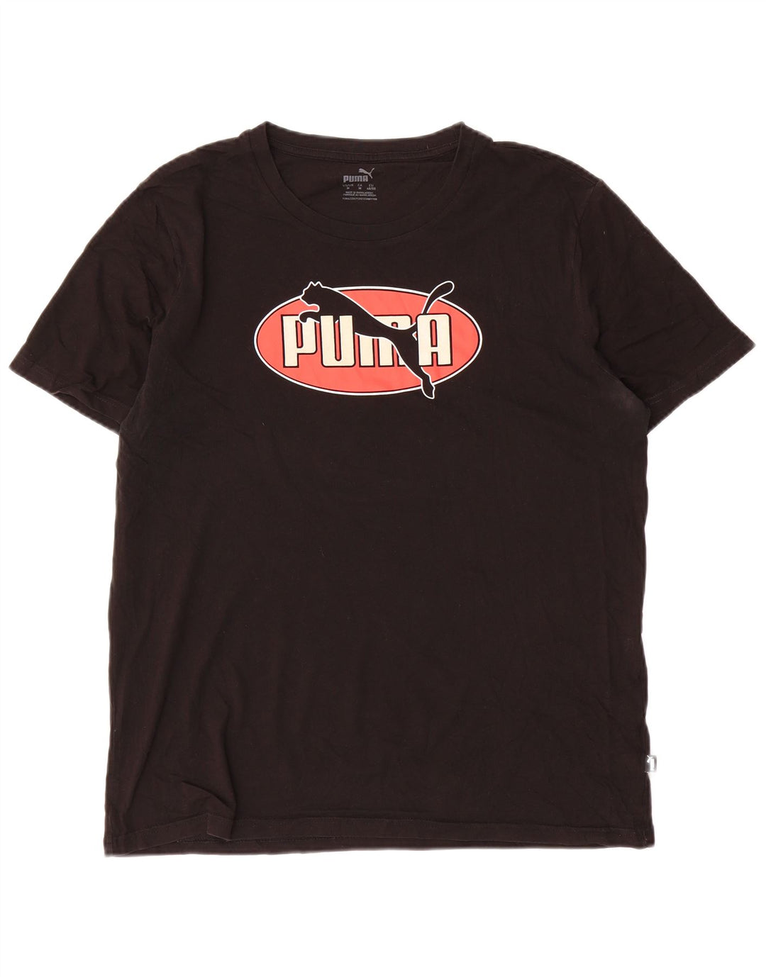 Puma Herre Grafisk T-Shirt Top Medium Sort Bomuld