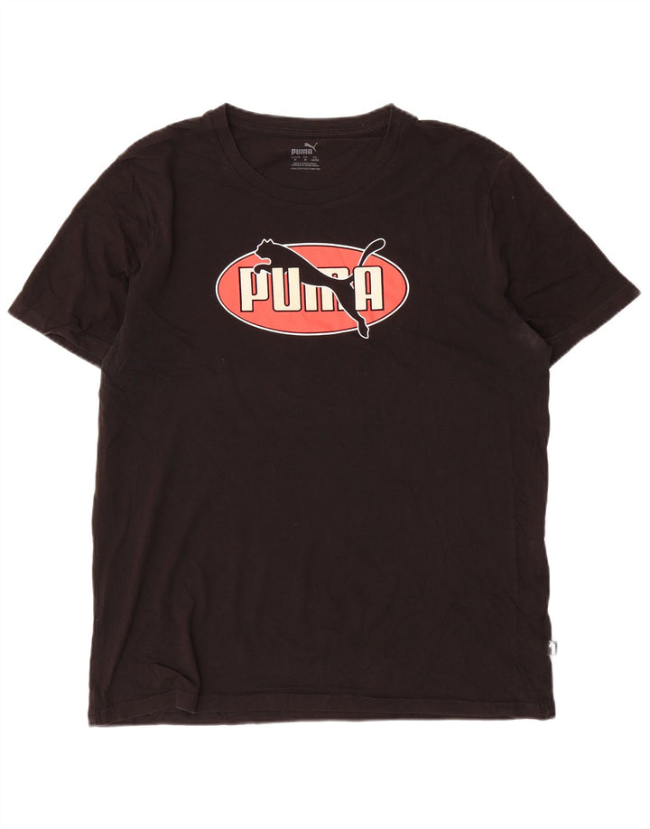 Puma Herre Grafisk T-Shirt Top Medium Sort Bomuld