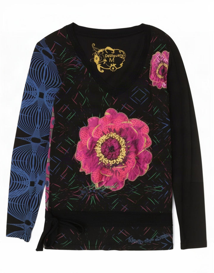 Desigual kvinders abstrakt mønster bluse Top UK 12 Medium Flerfarvet