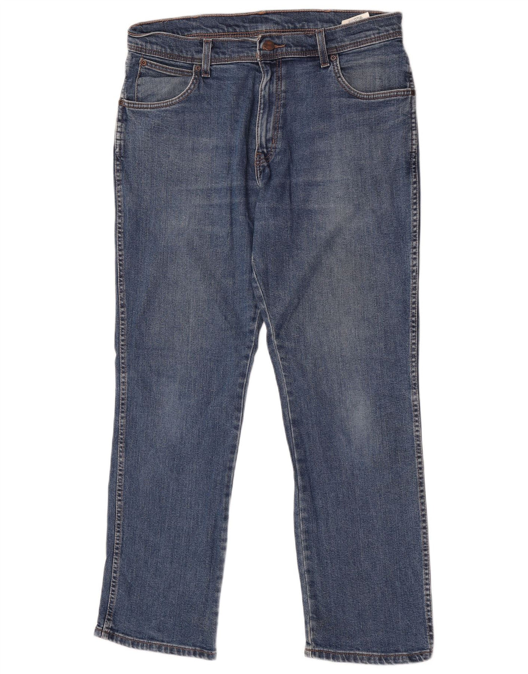 Wrangler Herre Regular Fit Straight Jeans W36 L30 Blå Bomuld
