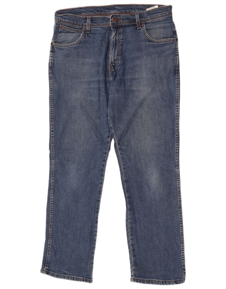 Wrangler Herre Regular Fit Straight Jeans W36 L30 Blå Bomuld