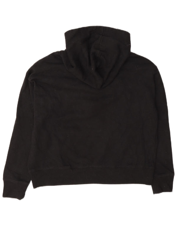 Champion Dame Grafisk Oversized Hoodie Jumper UK 10 Small Black Bomuld