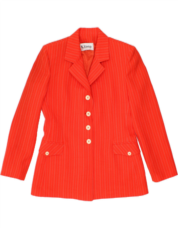 VINTAGE Womens Longline 3 Button Blazer Jacket IT 48 XL Red Striped Vintage Vintage and Second-Hand Vintage from Messina Hembry 